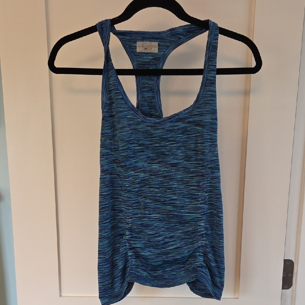 Athleta Multitone Blue Racerback Tank Top